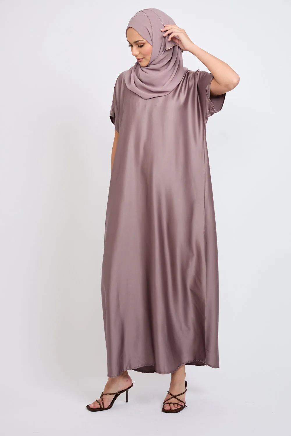 Premium Satin Inner Slip Dress - Mocha Mink