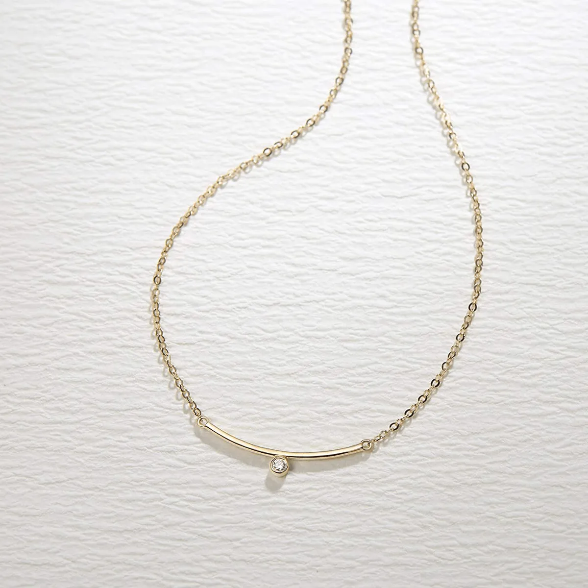 "Diamond Under Lining" 14K Yellow Gold Necklace
