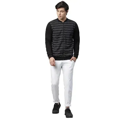 Rigo Men Black All Over Printed Fleece Bomber Jacket