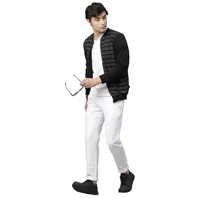 Rigo Men Black All Over Printed Fleece Bomber Jacket