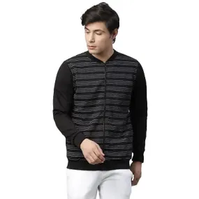 Rigo Men Black All Over Printed Fleece Bomber Jacket