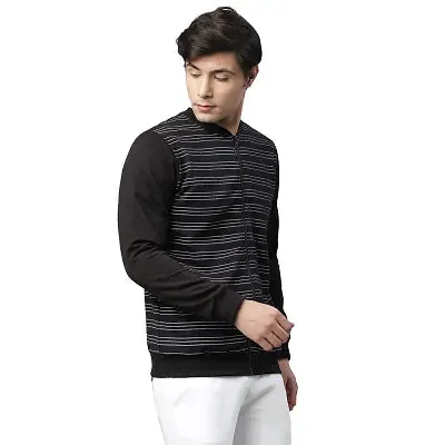 Rigo Men Black All Over Printed Fleece Bomber Jacket