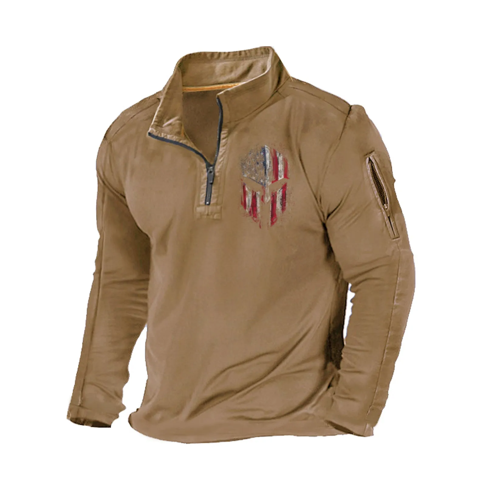 SPARTAN ZIPPER GRAPHIC POCKET SWEATSHIRT