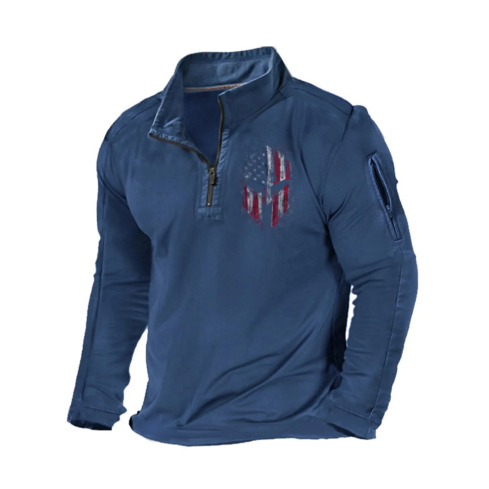 SPARTAN ZIPPER GRAPHIC POCKET SWEATSHIRT