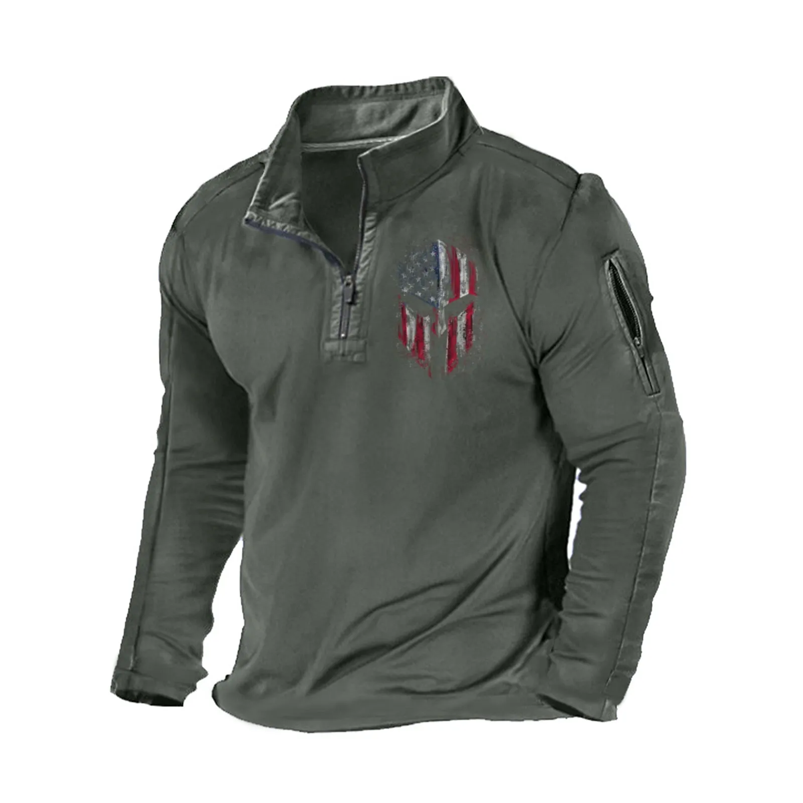 SPARTAN ZIPPER GRAPHIC POCKET SWEATSHIRT