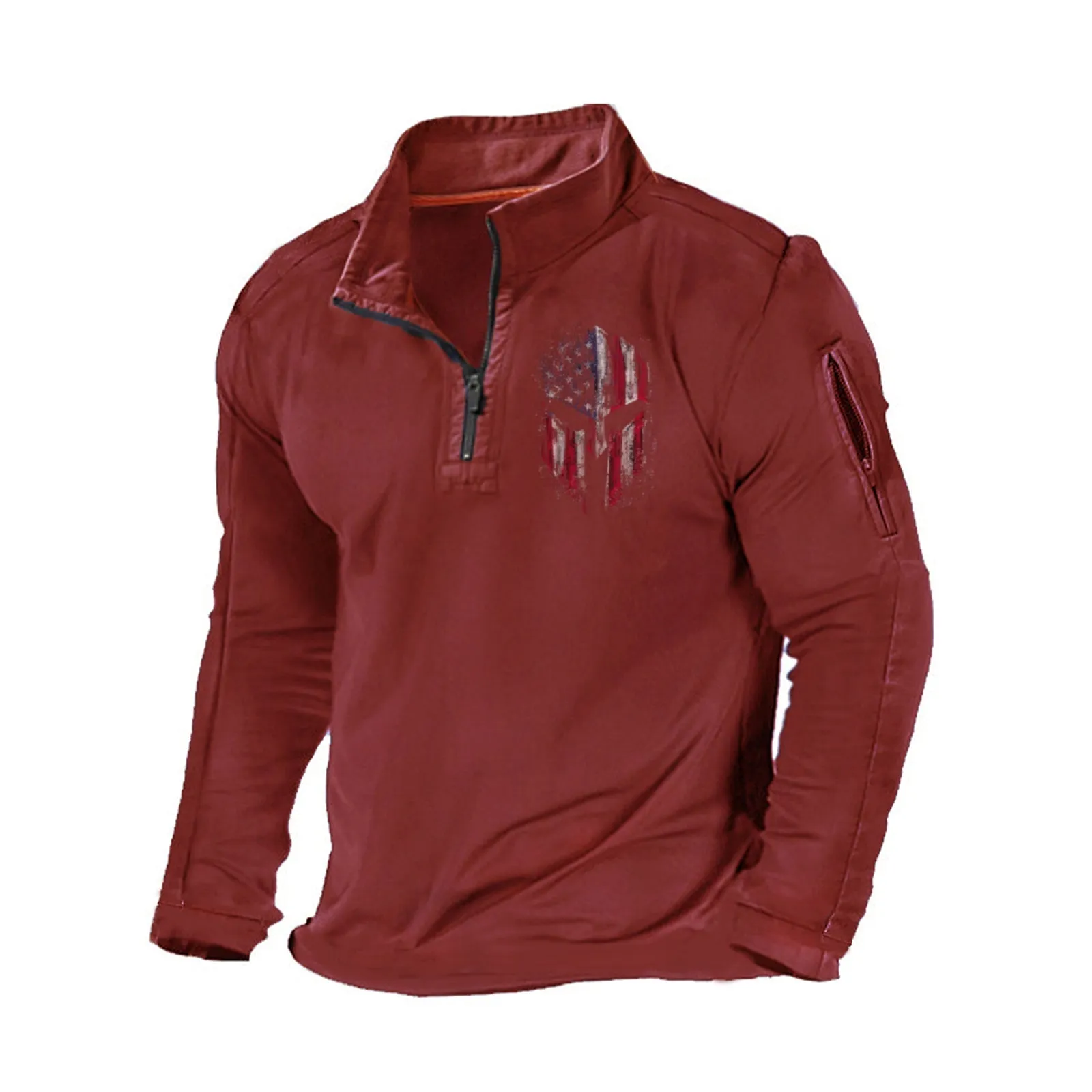 SPARTAN ZIPPER GRAPHIC POCKET SWEATSHIRT