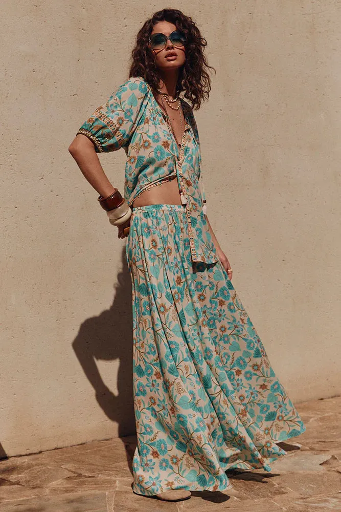 SPELL Goldie Maxi Skirt - Lagoon