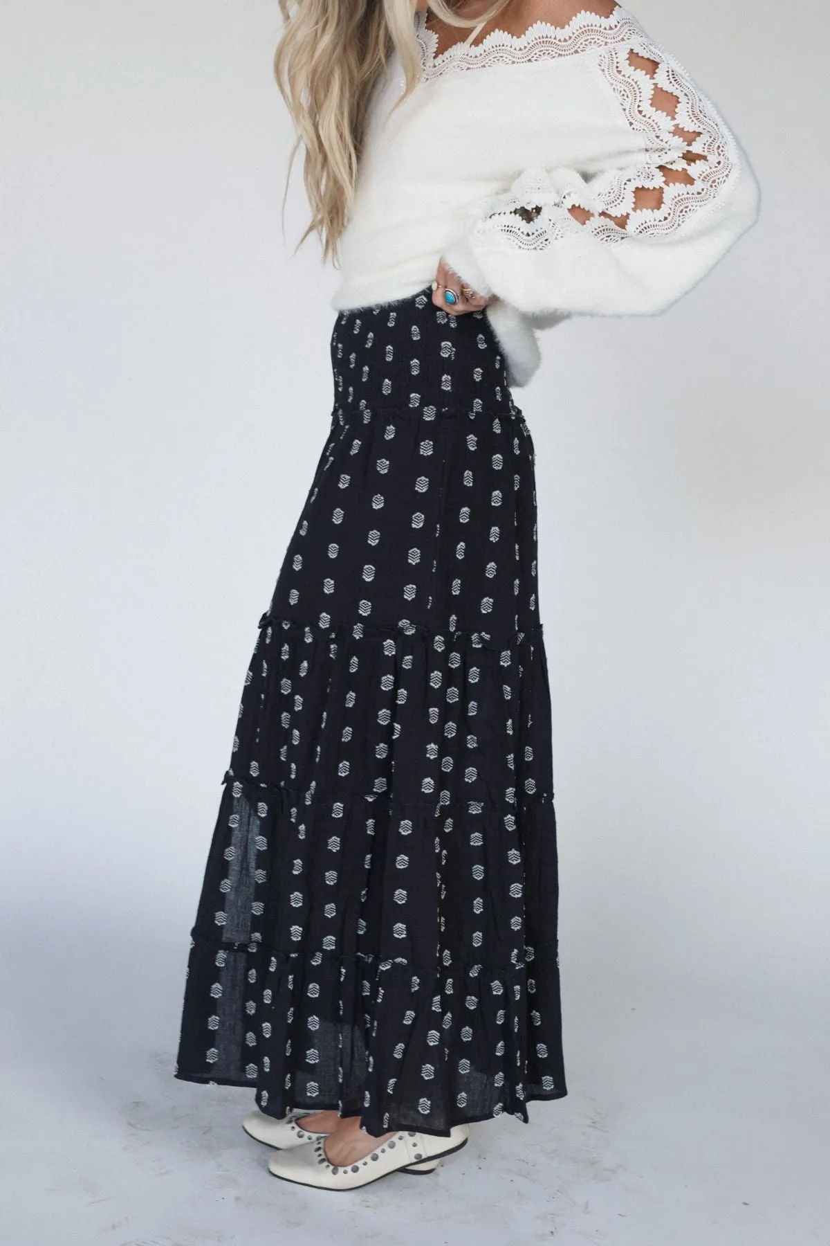 Starla Tiered Maxi Skirt - Black