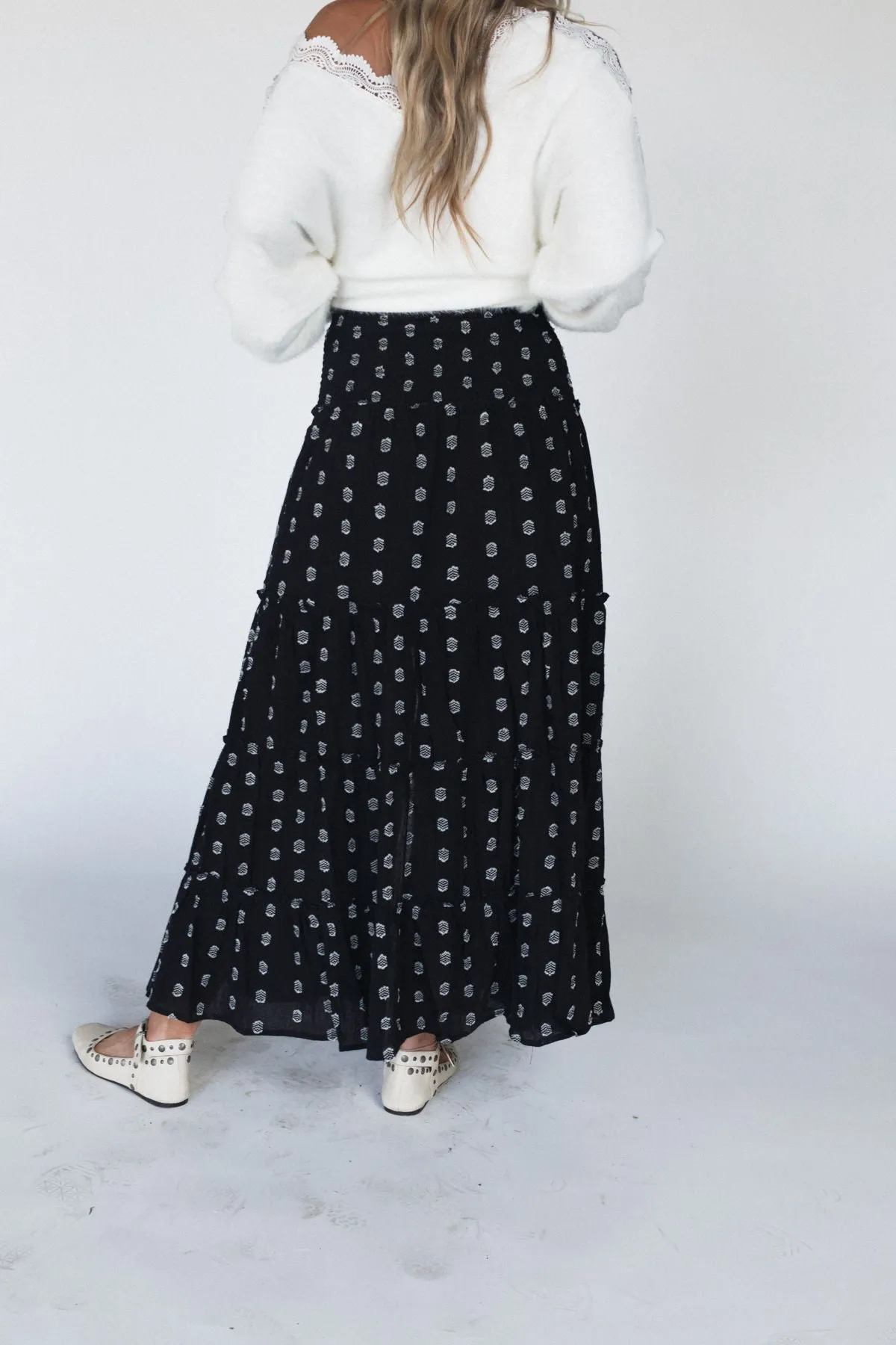 Starla Tiered Maxi Skirt - Black