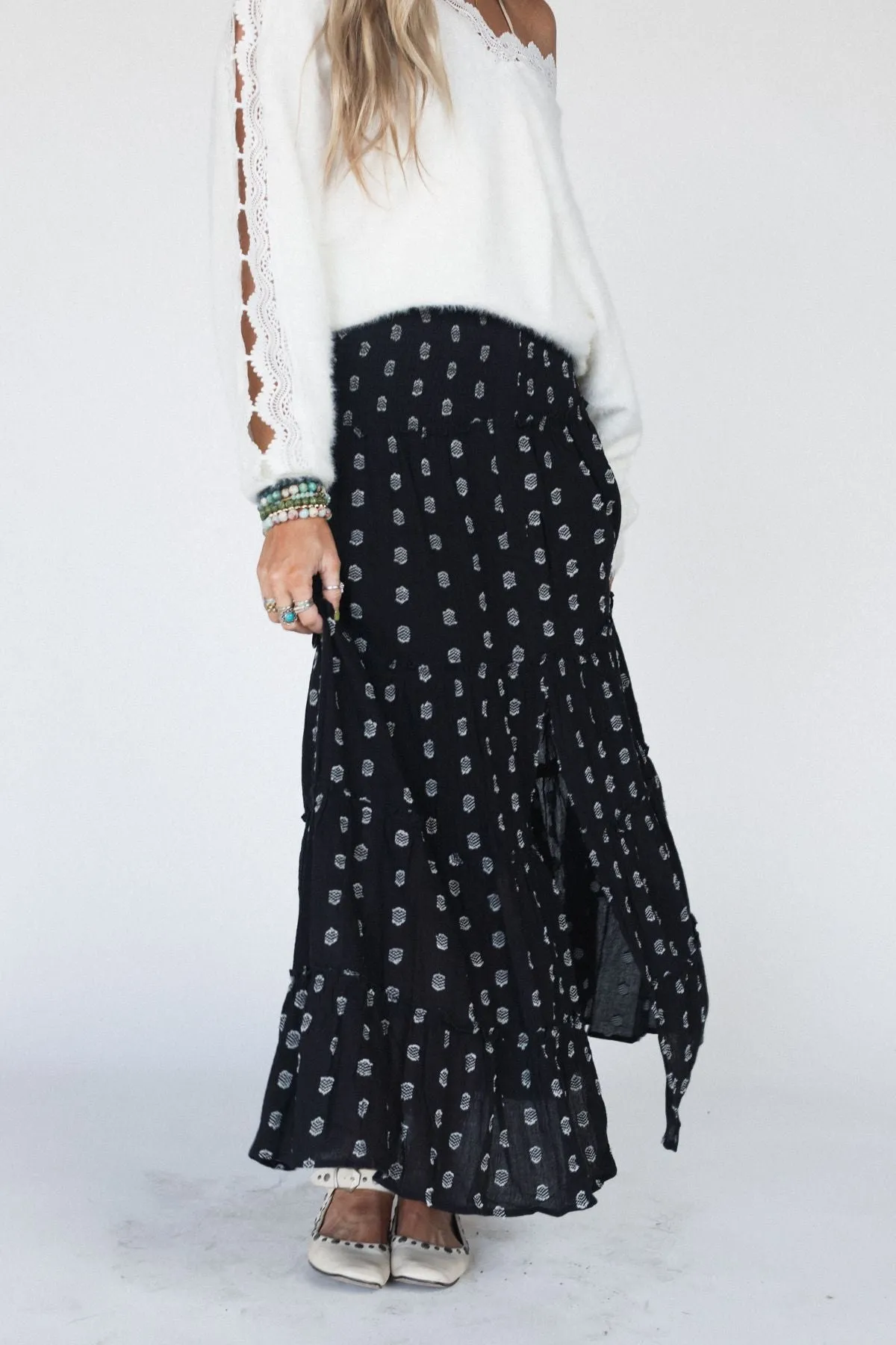 Starla Tiered Maxi Skirt - Black