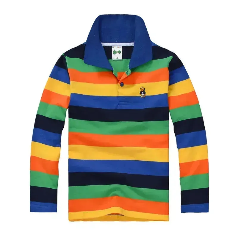 Striped Long Sleeve Polo Shirt for Kids