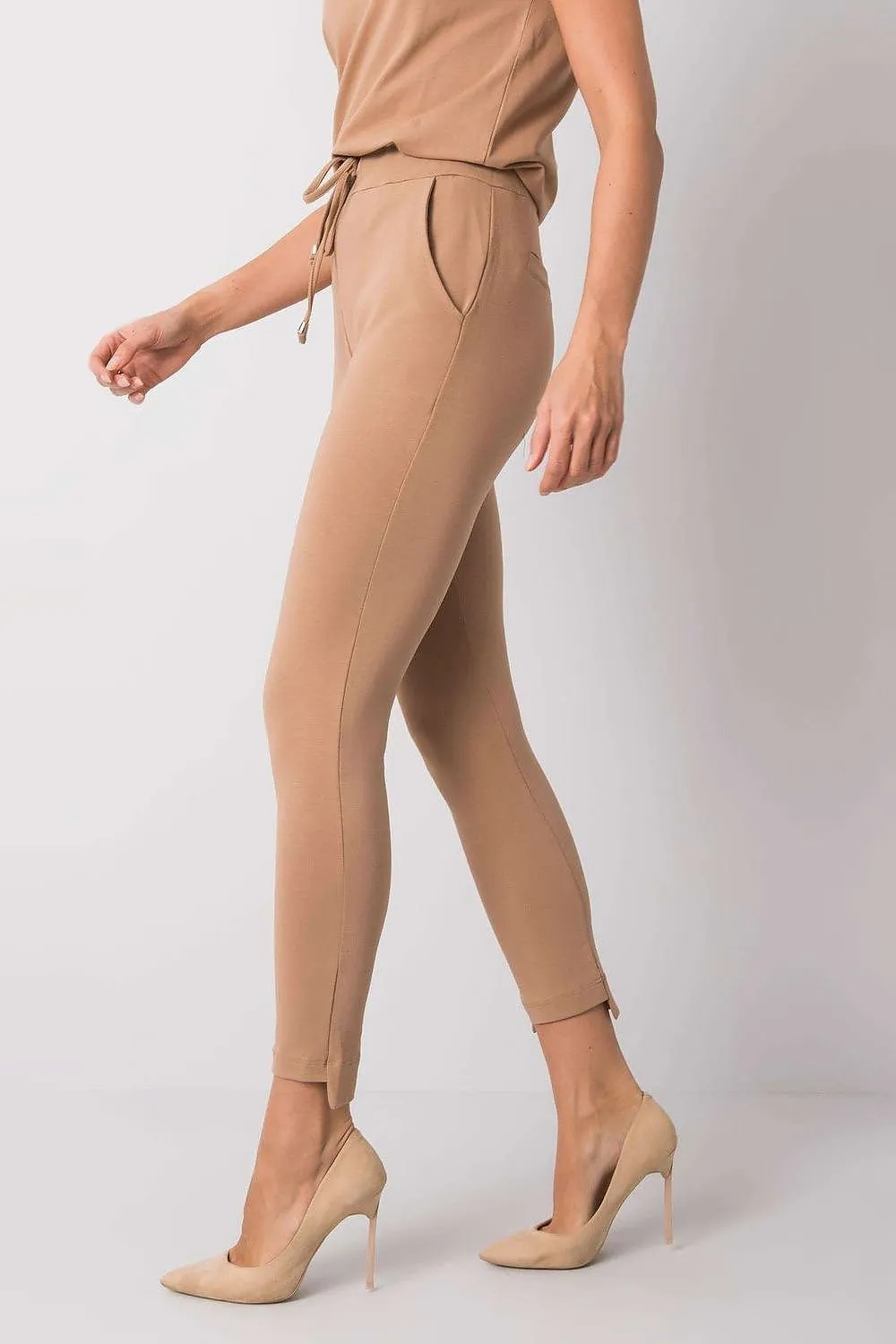 Tapered Leg Tie Waist Tracksuit Pants