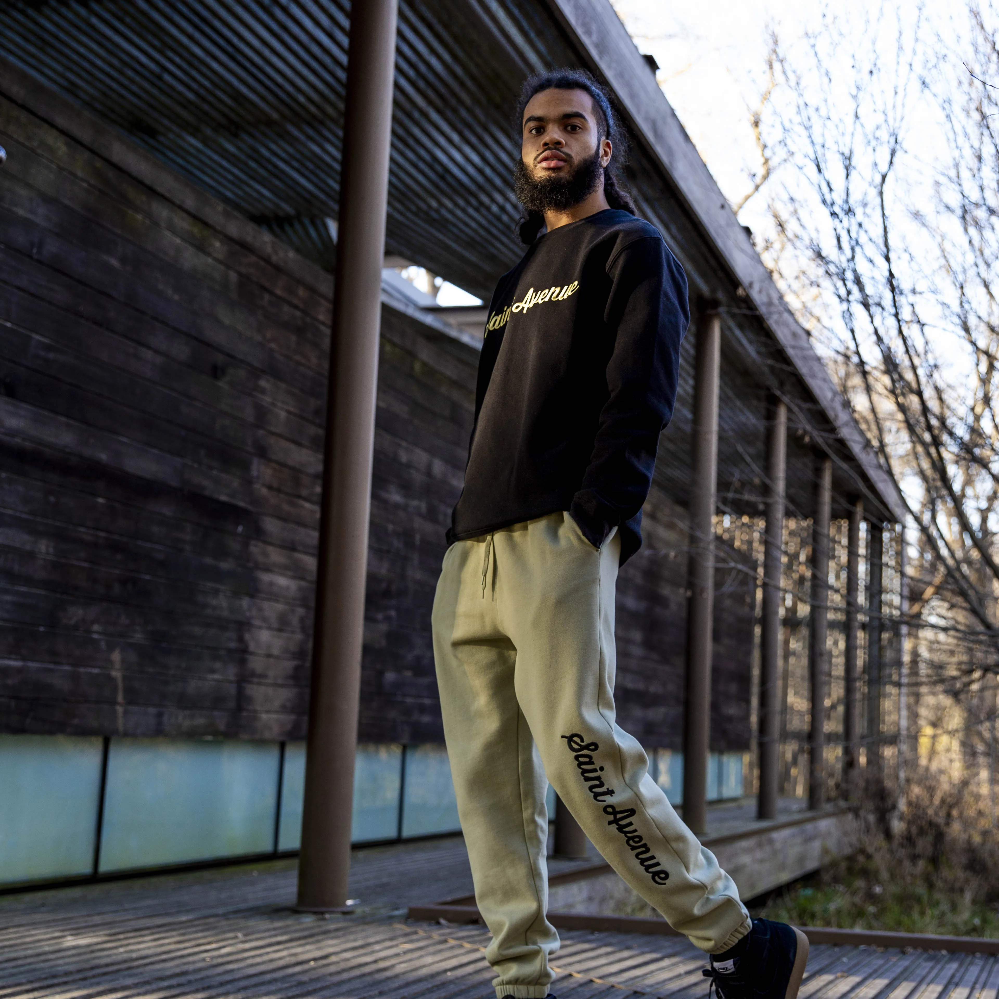 The Pistachio & Black Script sweatpants