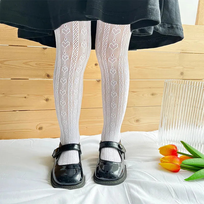 Tiny Hearts Lace Tights for Girls