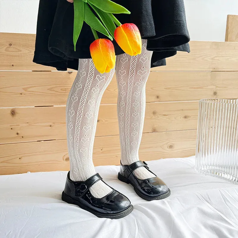 Tiny Hearts Lace Tights for Girls