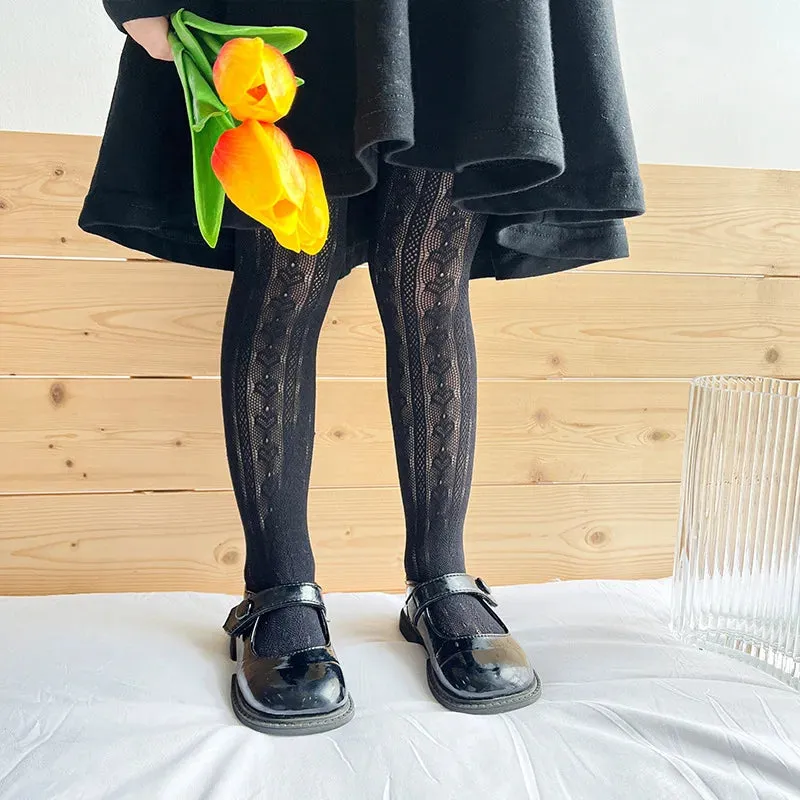 Tiny Hearts Lace Tights for Girls