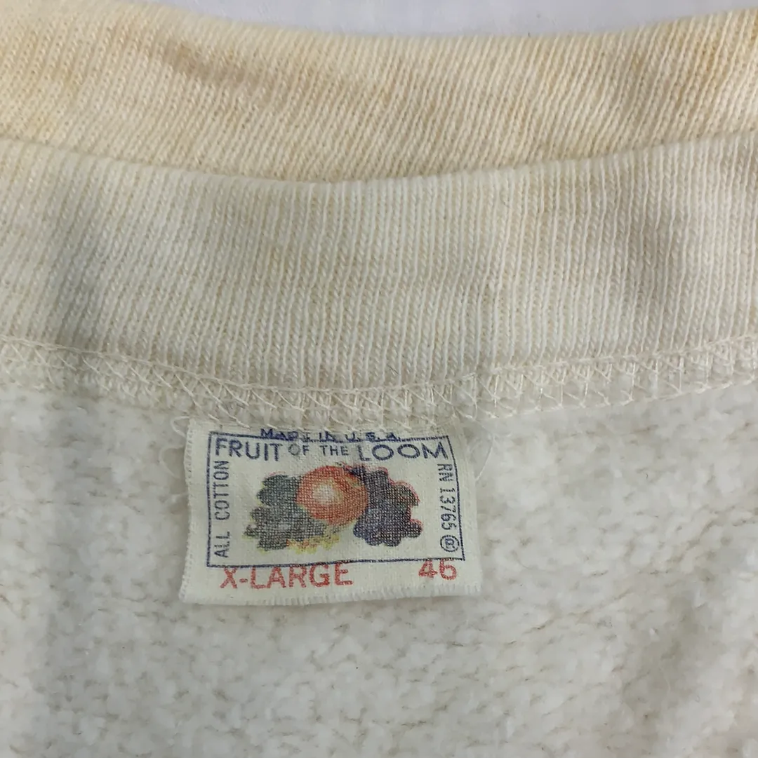 Vintage Cream Fruit Of The Loom Sweater 60-70s Crewneck