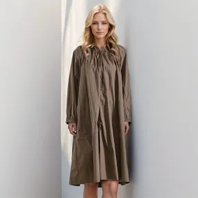 Women Long Sleeve Minimalist Loose Folds Casual Dress